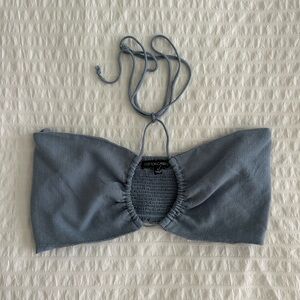 Cotton Candy LA Slate Blue Halter Crop Top